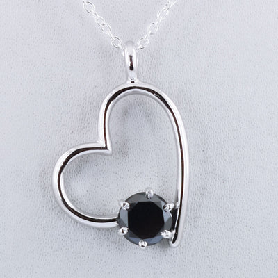 Heart Shape Black Diamond Solitaire Pendant Lovely Design!! Great Lustre! 1.5 ct - ZeeDiamonds