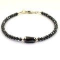 20-22 Cts Pipe Cut Black Diamond Beads Silver Clasp Bracelet - ZeeDiamonds