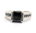 2.50 Ct Princess Cut Black Diamond Solitaire Ring With Sapphire Gemstone Accents - ZeeDiamonds