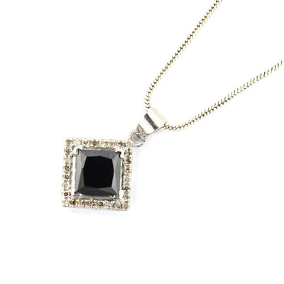 Stunning 4.22 Ct, Black Diamond Pendant With White Diamond Accents - ZeeDiamonds