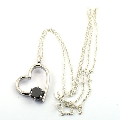 Heart Shape Black Diamond Solitaire Pendant Lovely Design!! Great Lustre! 1.5 ct - ZeeDiamonds