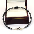 20-22 Cts Pipe Cut Black Diamond Beads Silver Clasp Bracelet - ZeeDiamonds