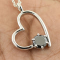 Heart Shape Black Diamond Solitaire Pendant Lovely Design!! Great Lustre! 1.5 ct - ZeeDiamonds