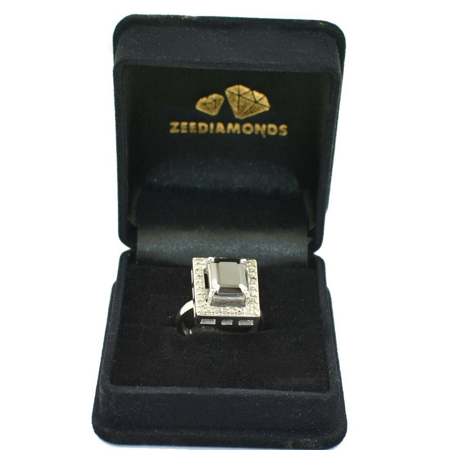 3.25 Ct Certified Black Diamond Beautiful Engagement Ring For Women's - ZeeDiamonds