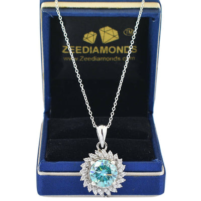 Beautiful 4.50 Ct Blue Diamond Pendant with Accents, Elegant Look & Great Sparkle, Gift for Anniversary - ZeeDiamonds