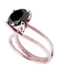 2 Ct Round Cut Black Diamond Great Shine Solitaire Ring In Rose Gold - ZeeDiamonds