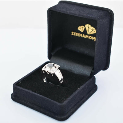 1 Ct Black Diamond with White Diamond Accents Solitaire Fancy Ring - ZeeDiamonds