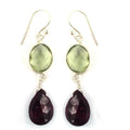 23.10 Cts African Ruby, Green Amethyst Gemstone Dangler Earrings - ZeeDiamonds