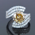 3 Ct Certified Lovely Champagne Diamond Ring With Accents, Amazing Shine & Bling WATCH VIDEO - ZeeDiamonds