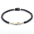 20-22 Cts Pipe Cut Black Diamond Beads Silver Clasp Bracelet - ZeeDiamonds