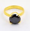 3.5 Ct Round Cut 100% Genuine Certified Black Diamond Ring.Great Luster! - ZeeDiamonds