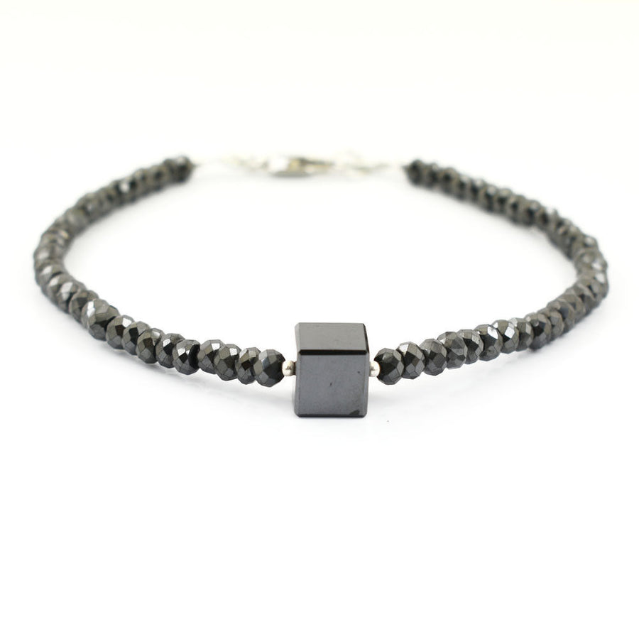 30 Carat Cube Shape Black Diamond Bracelet In 925 Sterling Silver - ZeeDiamonds
