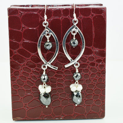 30.00 Ct Black Diamond With Pearl Dangler Drop Earring - ZeeDiamonds