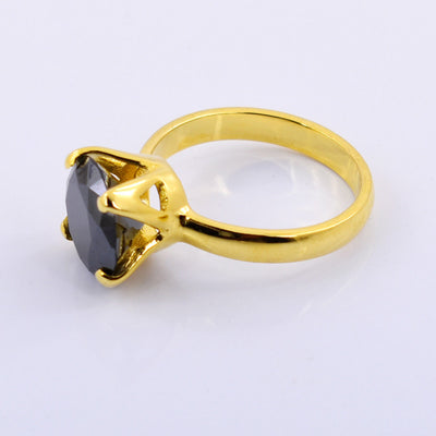 3.5 Ct Round Cut 100% Genuine Certified Black Diamond Ring.Great Luster! - ZeeDiamonds