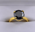 3.5 Ct Round Cut 100% Genuine Certified Black Diamond Ring.Great Luster! - ZeeDiamonds