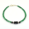 25 Cts Black Diamond & Emerald Gemstone Beads Sterling Silver Bracelet - ZeeDiamonds