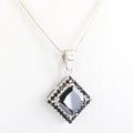 4.60 Ct, Princess Cut Black Diamond Designer Pendant with Black Diamond Accents - ZeeDiamonds