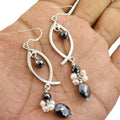 30.00 Ct Black Diamond With Pearl Dangler Drop Earring - ZeeDiamonds