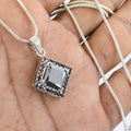 4.60 Ct, Princess Cut Black Diamond Designer Pendant with Black Diamond Accents - ZeeDiamonds