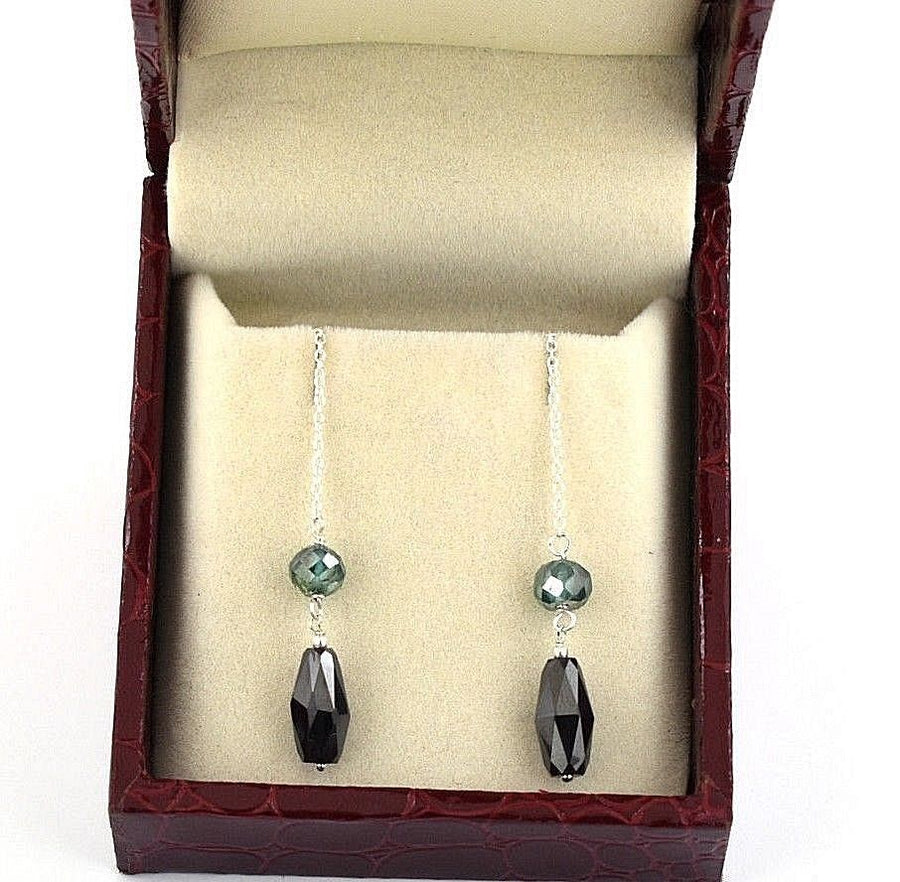 12 Ct Certified Black and Blue Diamond Dangler Drop Earring - ZeeDiamonds