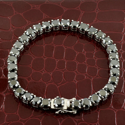 5 mm Black Diamond Tennis Bracelet in 925 Sterling Silver - ZeeDiamonds