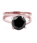 2 Ct Round Cut Black Diamond Great Shine Solitaire Ring In Rose Gold - ZeeDiamonds