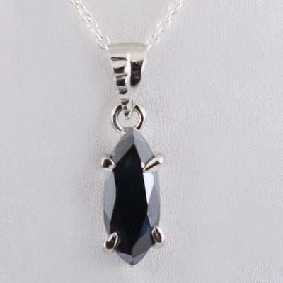 3 Ct Marquise Shape Certified Black Diamond Pendant, Great Shine & Luster - ZeeDiamonds