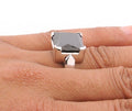 3 Carats Certified Princess Cut Black Diamond Men's Ring - ZeeDiamonds