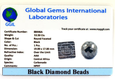 Round Shape 100% Certified Black Diamond Bead 26 Carats Excellent Cut - ZeeDiamonds