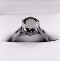 2.50 Cts Round Brilliant Cut Black Diamond Solitaire Ring In Black Finish - ZeeDiamonds