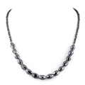 Round and Drum Shape Certified Black Diamond Beads Necklace in 925 Silver - ZeeDiamonds