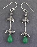 Black Diamond with Emerald Gemstone Chain Earrings For Women Gift - ZeeDiamonds