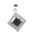 4 Ct, Princess Cut Black Diamond Pendant With White Topaz Accents - ZeeDiamonds