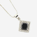 4 Ct, Princess Cut Black Diamond Pendant With White Topaz Accents - ZeeDiamonds