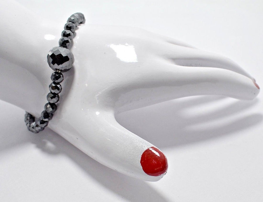 30 Carats Certified Black Diamond Beaded Bracelet, For Birthday, Gift - ZeeDiamonds