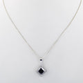 4 Ct, Princess Cut Black Diamond Pendant With White Topaz Accents - ZeeDiamonds