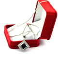 4 Ct, Princess Cut Black Diamond Pendant With White Topaz Accents - ZeeDiamonds