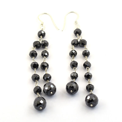 20 Ct Black Diamonds Dangler Silver Drop Earring - ZeeDiamonds