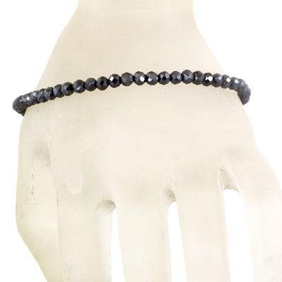 5 mm Certified Black Diamond Beads Bracelet In Silver Clasp - ZeeDiamonds