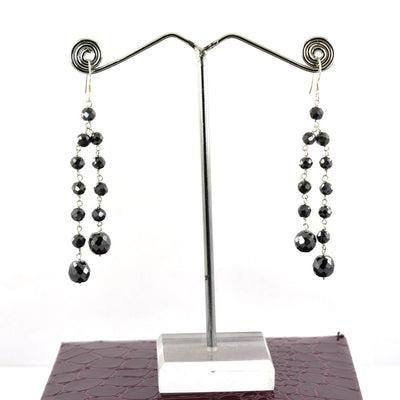 20 Ct Black Diamonds Dangler Silver Drop Earring - ZeeDiamonds