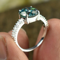 Pretty Blue Diamond Solitaire Ring with Accents- 3.55 Ct Certified WATCH VIDEO - ZeeDiamonds