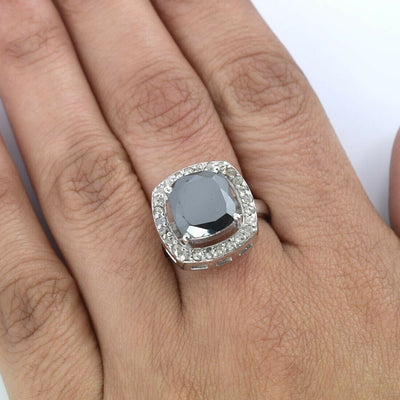 2.95 Ct Certified Black Diamond Stunning Designer Cocktail Ring - ZeeDiamonds