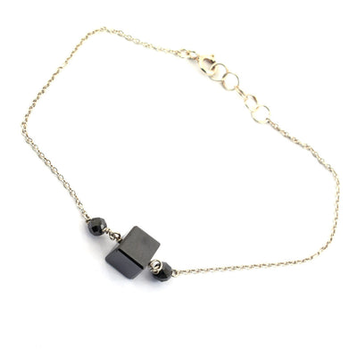 9.50 Cts Cube Shape Black Diamond Bracelet in Sterling Silver - ZeeDiamonds