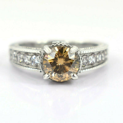 1.50 Carat Champagne Diamond Ring With Accents. Lovely Gift for Wife WATCH VIDEO - ZeeDiamonds