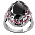 3 Ct AAA Certified Black Diamond Ring in 925 Silver With Ruby Accents - ZeeDiamonds