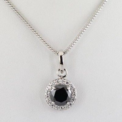 3 Ct Certified Black Diamond Pendant with White Diamonds - ZeeDiamonds