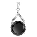 4.2 Ct Black Diamond Solitaire Pendant With White Diamond Accents - ZeeDiamonds