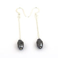 8 Carats Certified Black Diamonds Dangler Silver Earrings in Sterling Silver - ZeeDiamonds