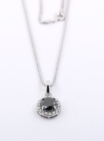 3 Ct Certified Black Diamond Pendant with White Diamonds - ZeeDiamonds