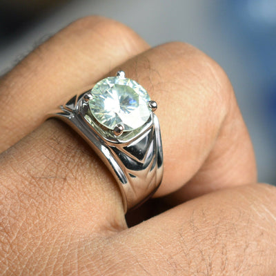 4.00 Ct Stunning Off White Diamond Solitaire Men's Ring, Great Sparkle & Very Elegant! Ideal For Birthday Gift, Certified Diamond! - ZeeDiamonds